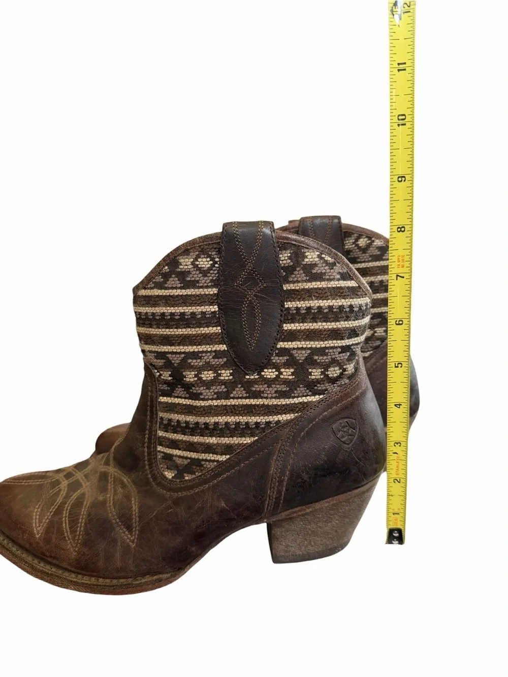 Ariat 9B Meadow Aztec Brown Western Ankle Cowboy Boots Southwestern Tapestry